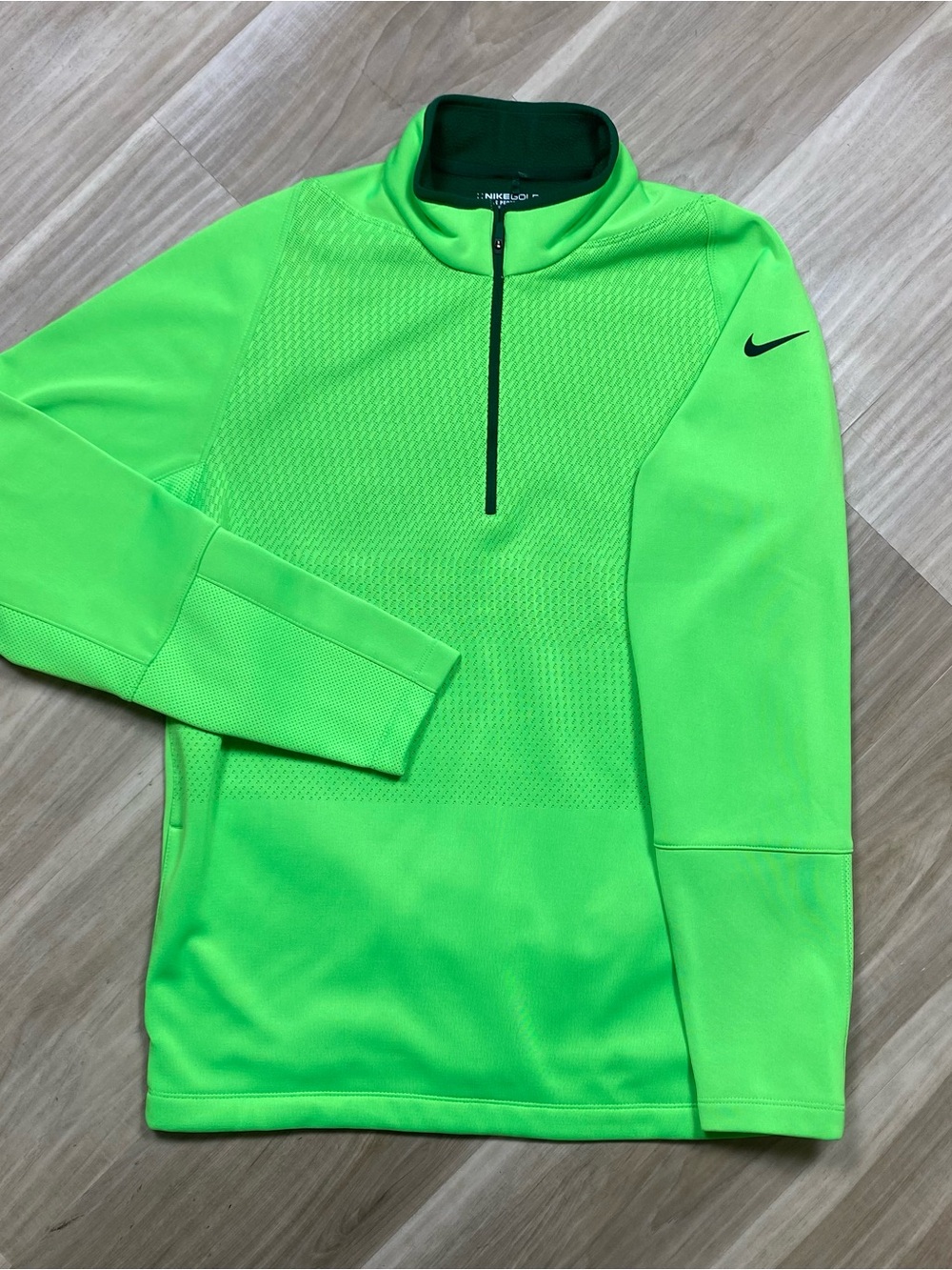 Nike Golf Therma-Fit Mens Medium Lime Volt Green Half Zip Pullover Sweater